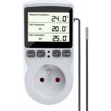 LCD-skærm digital termostat stikkontakt, sensorsonde til krybdyrterrarium temperaturkontrol med opvarmnings- og køletilstande, temperatur