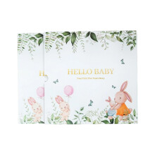 Baby Memory Book First Year Milestones Photo Handprint Footprint Tracking Little Rabbit Theme Hardcover 8x8 Inches