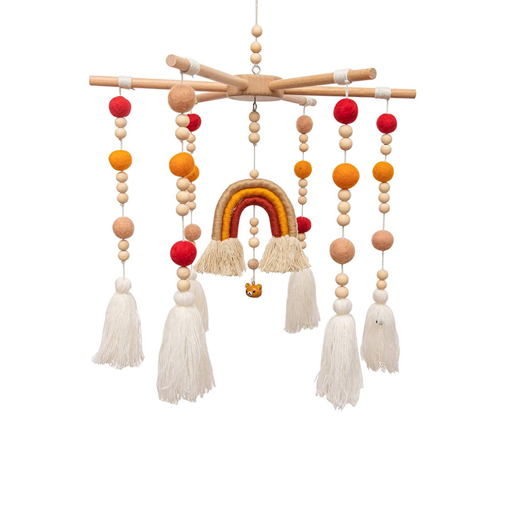 Portable Baby Mobile, Natural Felt Flower Crib Mobile for Crib Decoration, Supports Visual Development and Gender-Neutral Design