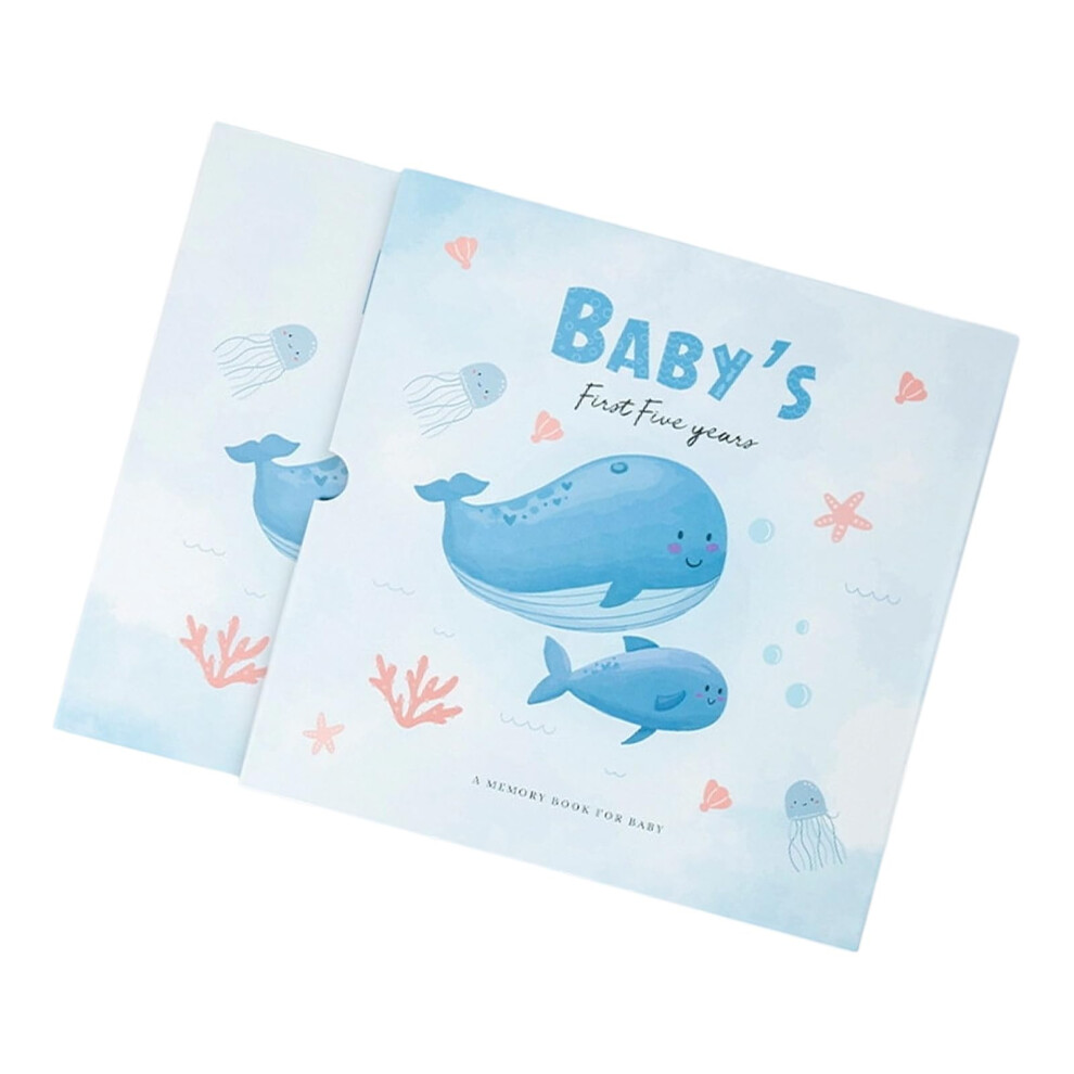 Baby's First Year Memory Album Milestones Tracking Handprint Pages WhaleThemed Scrapbook  Parent Gift