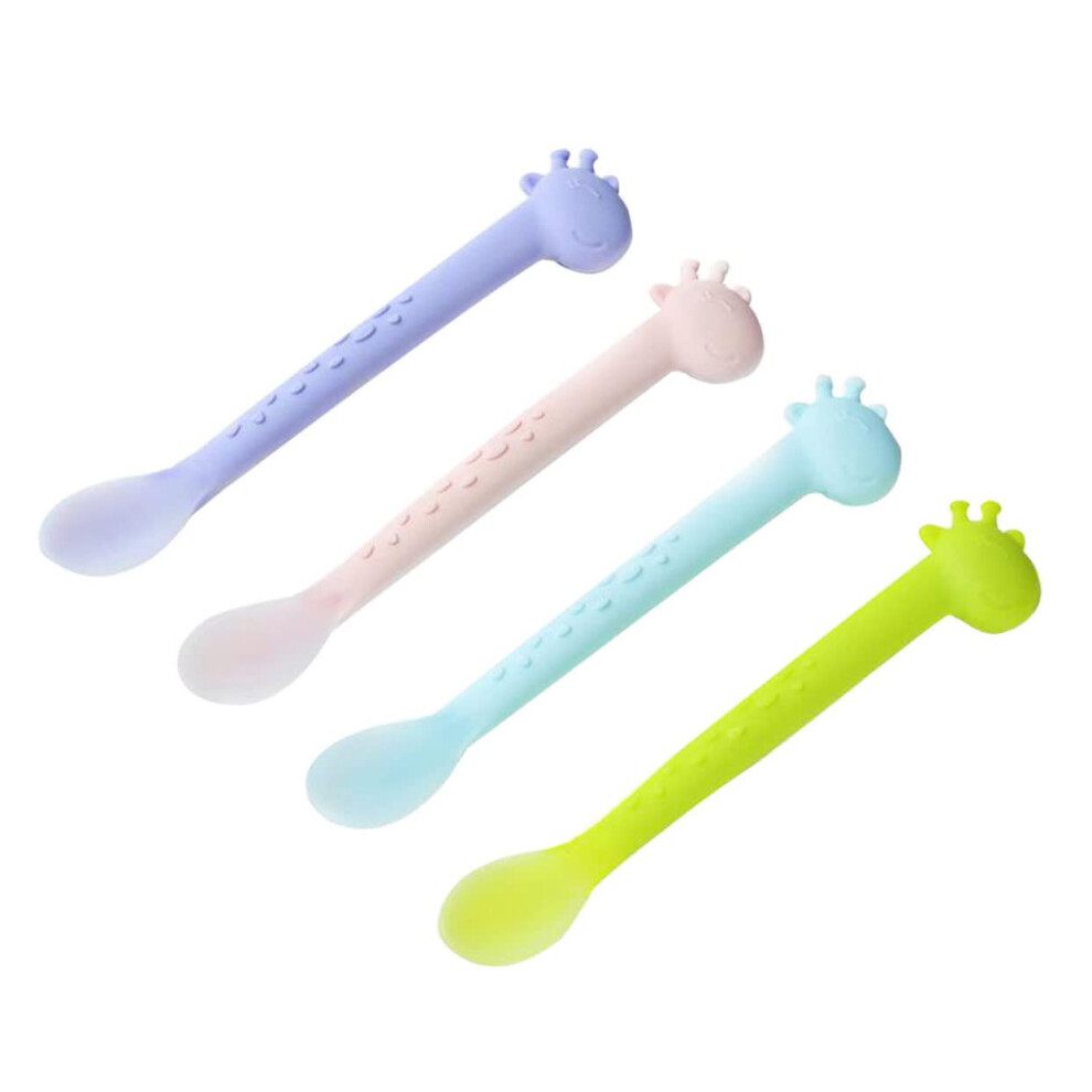 4Pcs Baby Silicone Spoon Set Soft Spoon Head Ergonomic EasyGrip Handle Safe for Infant Feeding
