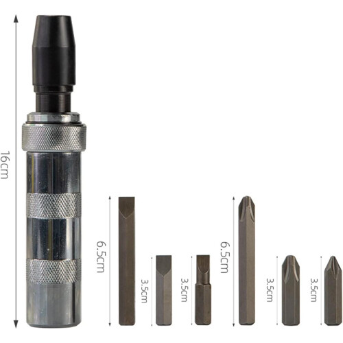 Screwdriver Professional Portable Manual Tool with 7 Bits Heads, Non-Slip Handle, Multi-Function Impact Design 2