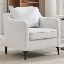 Beige White Single Sofa Armchair
