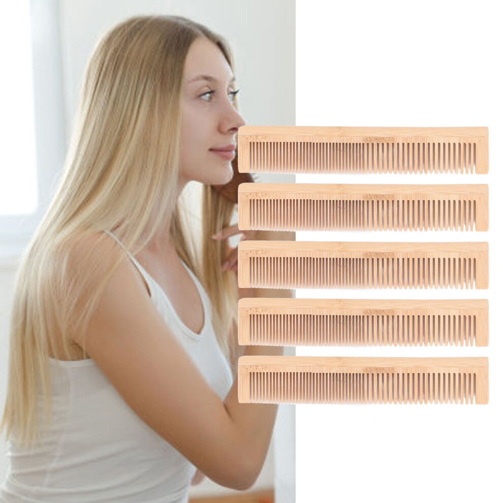 5pcs Bamboo Comb Set, 18x3.5cm, Eco-Friendly Hotel Hair Brushes