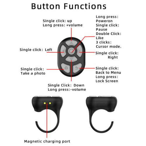 Bluetooth 5.3 Remote Control Ring with Charging Case for iOS & Android, Black 2