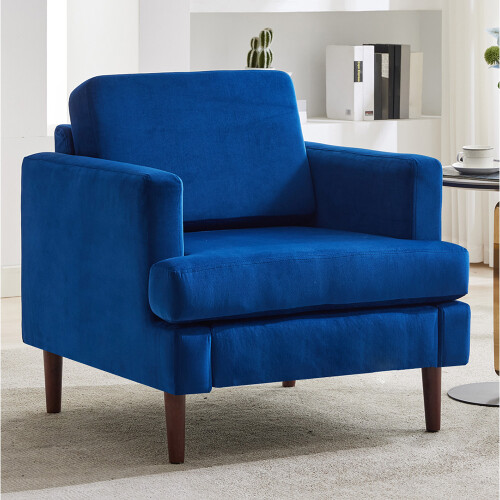 Living And Home Navy Blue Fleece Fabric Single Sofa Armchair
