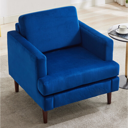 Living And Home Navy Blue Fleece Fabric Single Sofa Armchair 1