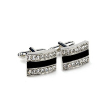 Rhinestone Cufflinks Fashion Black Enamel Jewelry Classic Men's Shirt Business Cuff Link Button (As shown in the picture)