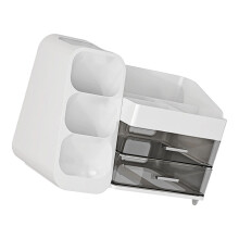 Boîte de rangement cosmétique en plastique avec 3 tiroirs-Blanc