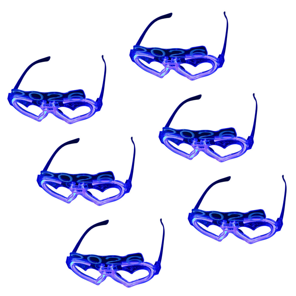 6pcs Lighted Plastic Heart Glasses For Concerts Rave-Blue