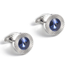 Men's cufflinks with galvanized silver crystal, entirely made of copper metal (Blue18 x 18 mm, one size fits all) Blue18*18mm one size fits all