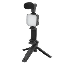 Complete Vlogging Kit: Noise Reduction Mic LED Fill Light & Tripod