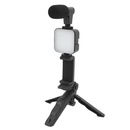 Complete Vlogging Kit: Noise Reduction Mic LED Fill Light & Tripod