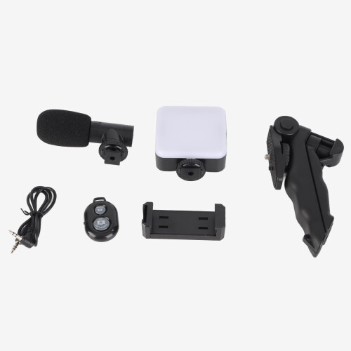 Complete Vlogging Kit: Noise Reduction Mic LED Fill Light & Tripod 1