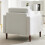 Living And Home Beige White Linen Upholstered Single Sofa Armchair 4
