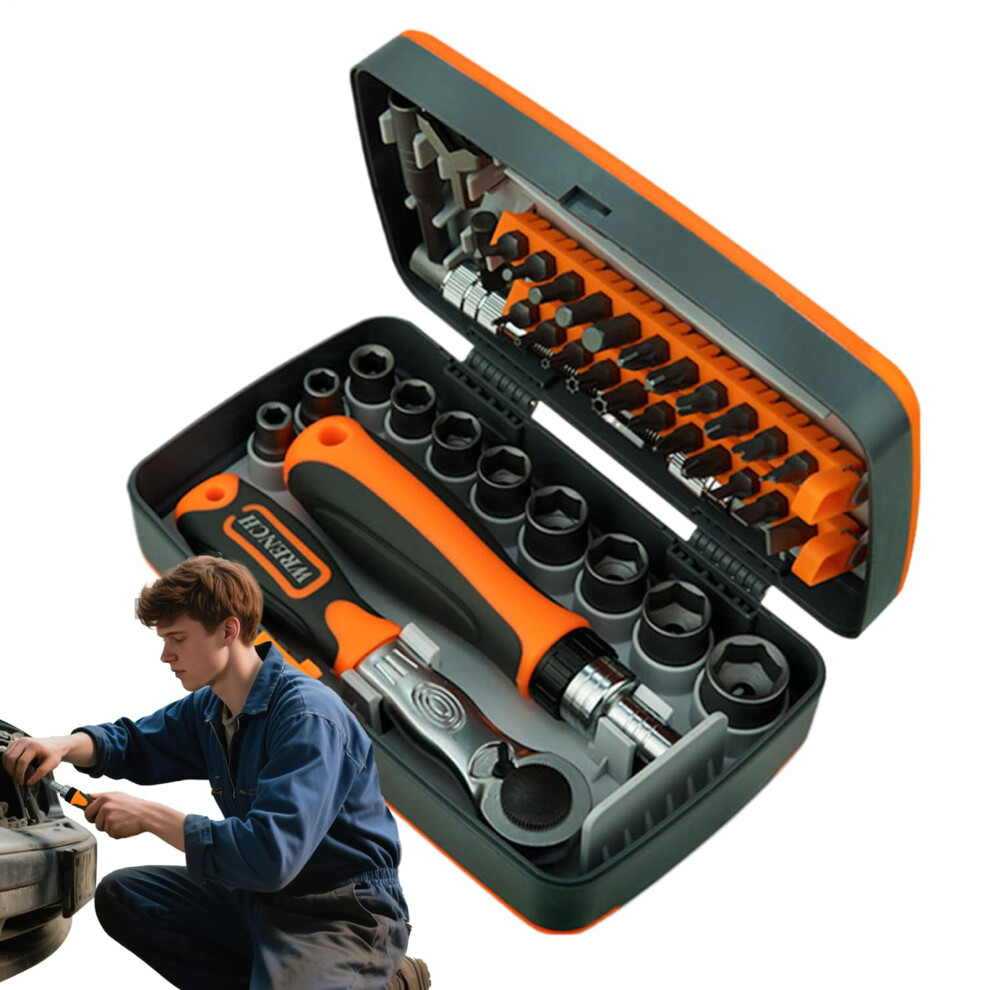 Ratchet Screwdriver 38In1 Ratchet Driver Set Nonslip Precision Tool Wrench Adapter 10 Sockets 22 Bits Electronics 9347817911237