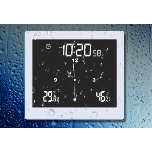 Multifunctional Digital Wall Clock Bathroom White 1