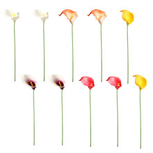 Buchet artizanal de crini Calla, crini Calla albi artificiali, decor elegant pentru casă și accente de nuntă, verdeață cu aspect natural (set de