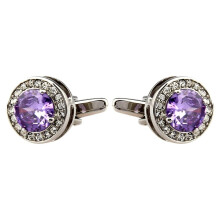 Men's cufflinks, suits, jewelry, circular rhinestones, shirts for weddings, banquets, business (one size)