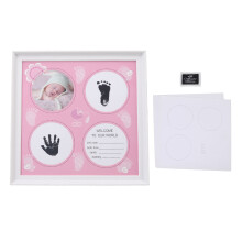 Growth Record Keepsake Frame For Baby Hand And Footprints Newborn Monthly Tracker Frame With Inkpad Artistic Desktop Decoration Interactive Dancing Xm