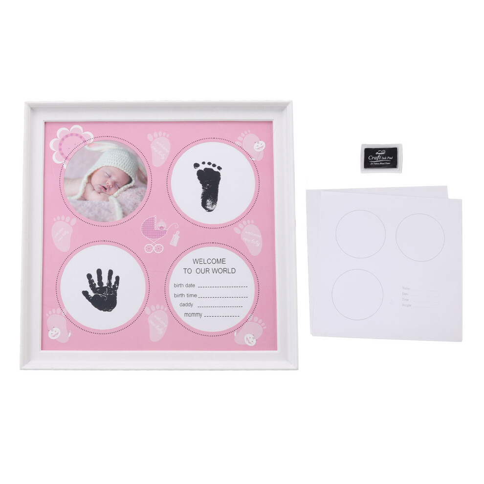 Growth Record Keepsake Frame For Baby Hand And Footprints Newborn Monthly Tracker Frame With Inkpad Artistic Desktop Decoration Interactive Dancing Xm