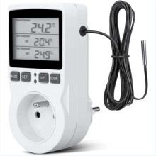 LCD digital termostat for akvarium, start-stopp-temperaturer justerbare for oppvarming og kjøling, minnefunksjon sikrer pålitelig drift,