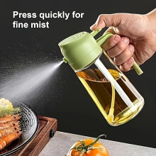 16oz Glas-Olivenölspender mit Sprühdüse – 2-in-1 Küchenölsprüher und Spenderflasche mit Aufkleber