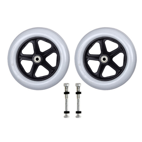 2 Pcs Wheelchair Caster Front Wheel Replacement-8 inches grey