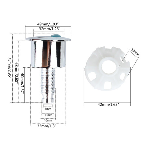 Universal Dual Flush Toilet Water Tanks Button Round Shape Push 2