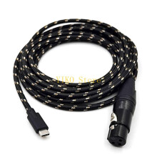 K32C USB C Male naar 3Pin vrouwelijke connector Draadmicrofoonkabel voor telefoons Tablets