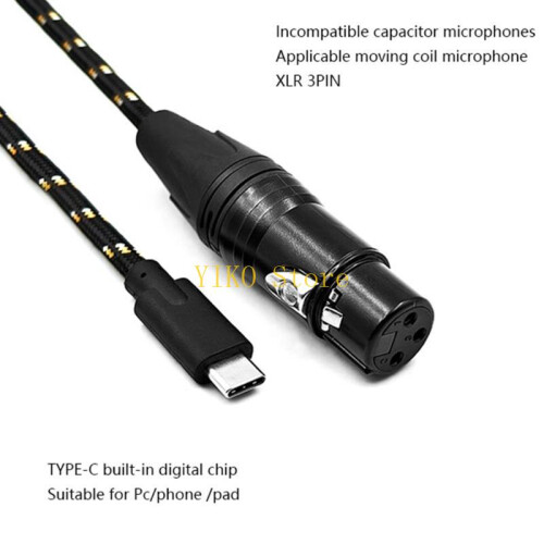 K32C USB C Αρσενικό σε 3Pin Θηλυκό Καλώδιο μικροφώνου σύνδεσης για τηλέφωνα Tablet 2