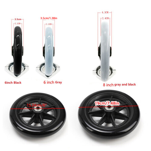 6/8In Wheelchair Caster Front Wheel Replacement-6 inch Black 1