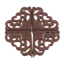 4Pcs Hollow Out Flower Pattern Soft Baby Safe Corner-Brown