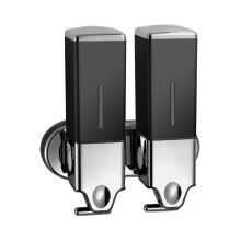 300mL Manual Soap Dispenser Wall Mounted Hand-Black Dual bottle