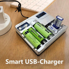 3,7V USB-Ladegerät kompatibel für 18650, 26650, 16340 Lithium-Batterieladegerät, USB-Eingang und LED-Ladeanzeigen