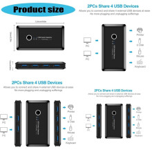 USB Switcher Selector 2 Computer teilen 4 USB-Geräte Switcher Hub-Adapter