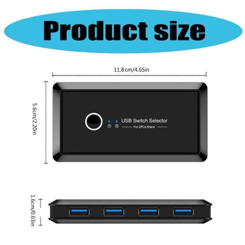 USB-switcharväljare 2 datorer som delar 4 USB-enheter Switcher hub-adapter 2