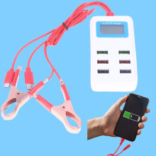 1Pcs Universal 6USB mit LCD-Clip 12-24V Ladegerät Multifunktionales Klemmen-Ladegerät für Mobiltelefon Schnelllade-DIY-Zubehör