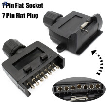 7-polige Flachanhängerstecker Männlicher Weibbuchse Boot Portabler Caravan-Adapter Steckdose Steckdose Fahrzeugzubehör Autoteile
