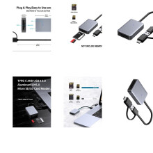 Schneller UHS SD4.0-Kartenleser mit zwei USB- und Typ-C-Schnittstellen für verschiedene Geräte