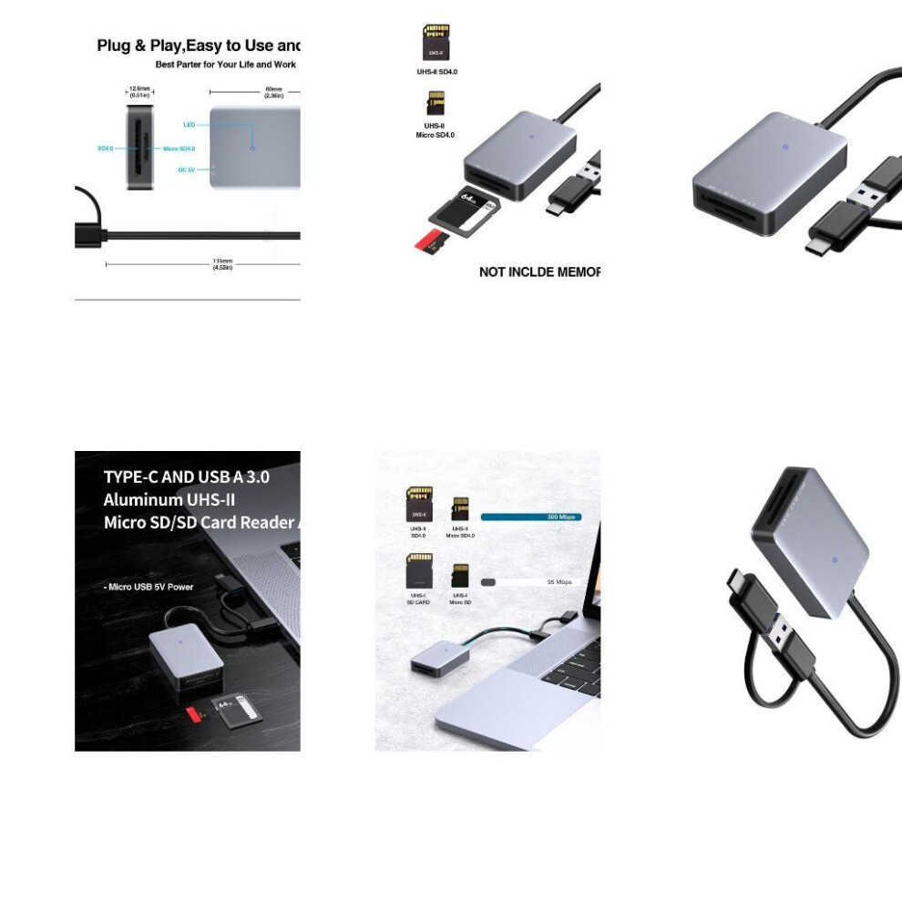 Fast Speed Uhs Sd4.0 Card Reader With Two Usb & Type C Interfaces For Diverses Devices 6935161510652