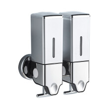 Hand Press Soap Dispenser for Dish Liquid-Silver Dual bottle