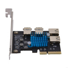 K32C PCI-E zu PCI-E Adapter 1 bis 4 PCI-Express Slot 4X zu 1X USB Multimedia Riser Kartenkonverter für Desktop-Computer