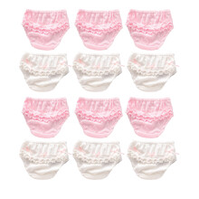 Baby Girl Diaper Cover with Embroidered Eyelet Edging, Comfortable Bloomers for Infants, Soft Breathable Cotton Panties with Lace Decoration,