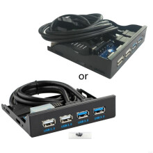 K32C 4-Port USB3.0 Frontpanel Kombi 9-Pin 19-Pin-zu-USB-Hub-Adapter für PC-Desktop