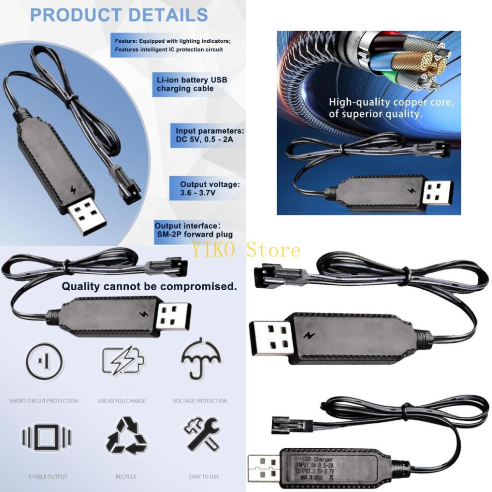 K32c Usb Cable For 3.7V Lithiums Battery Sm2.0-2P Forward For Car Aircraft Parts Quadcopter Toy Aircraft 6935161435146