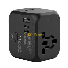 K32C Portable International Travel-adapter med flere USB-porter 2500W høystrømskontakt passer plugger i de fleste land