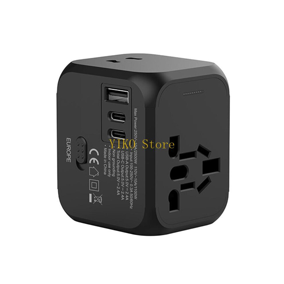K32c Portable International Travel Adapter With Multiple Usb Port 2500W High Power Socket Fits Plugs In Most Countries 6935161431698