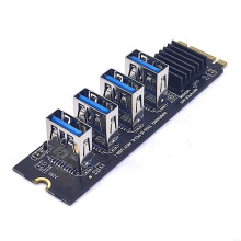 K32C für M.2 PCI-E Riser-Karte zum Mining des 4-Port-M-KEY PCI-E Adaptermoduls für Win