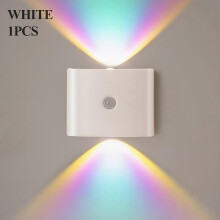 (White-Neon) PIR Sensor Wireless Wall Lamp DC5V USB Rechargeable Magnetic Installation Bedside Light Staircase Aisle Corridor ABS Night Light